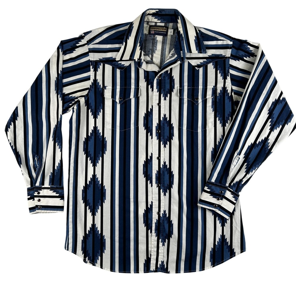 Vtg Panhandle Slim Shirt Mens‎ Large Stripe Western Snap Long Sleeve Brushpopper